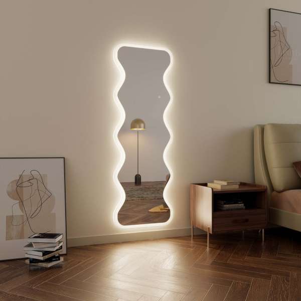 LED Irregular Wavy Full Length Mirror