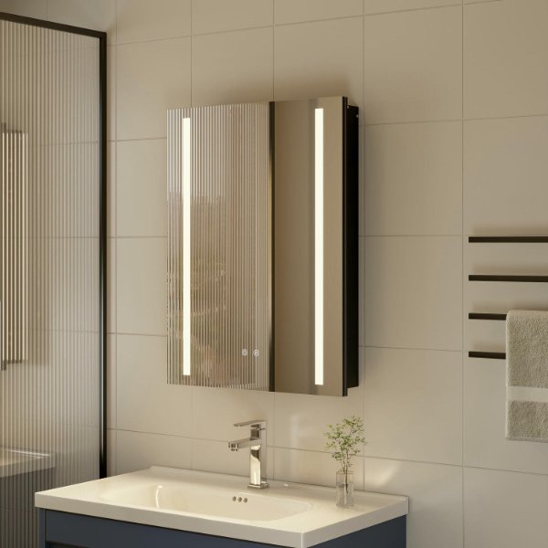 Black LED Bathroom Mirror Cabinet