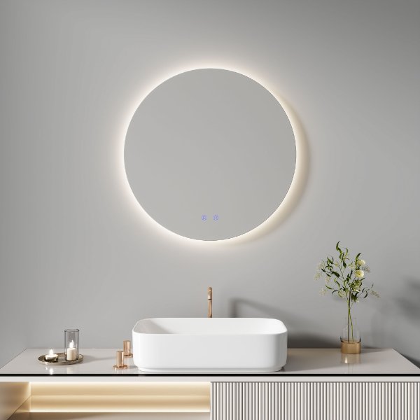 24 Inch Round Backlit Led Bathroom Mirror