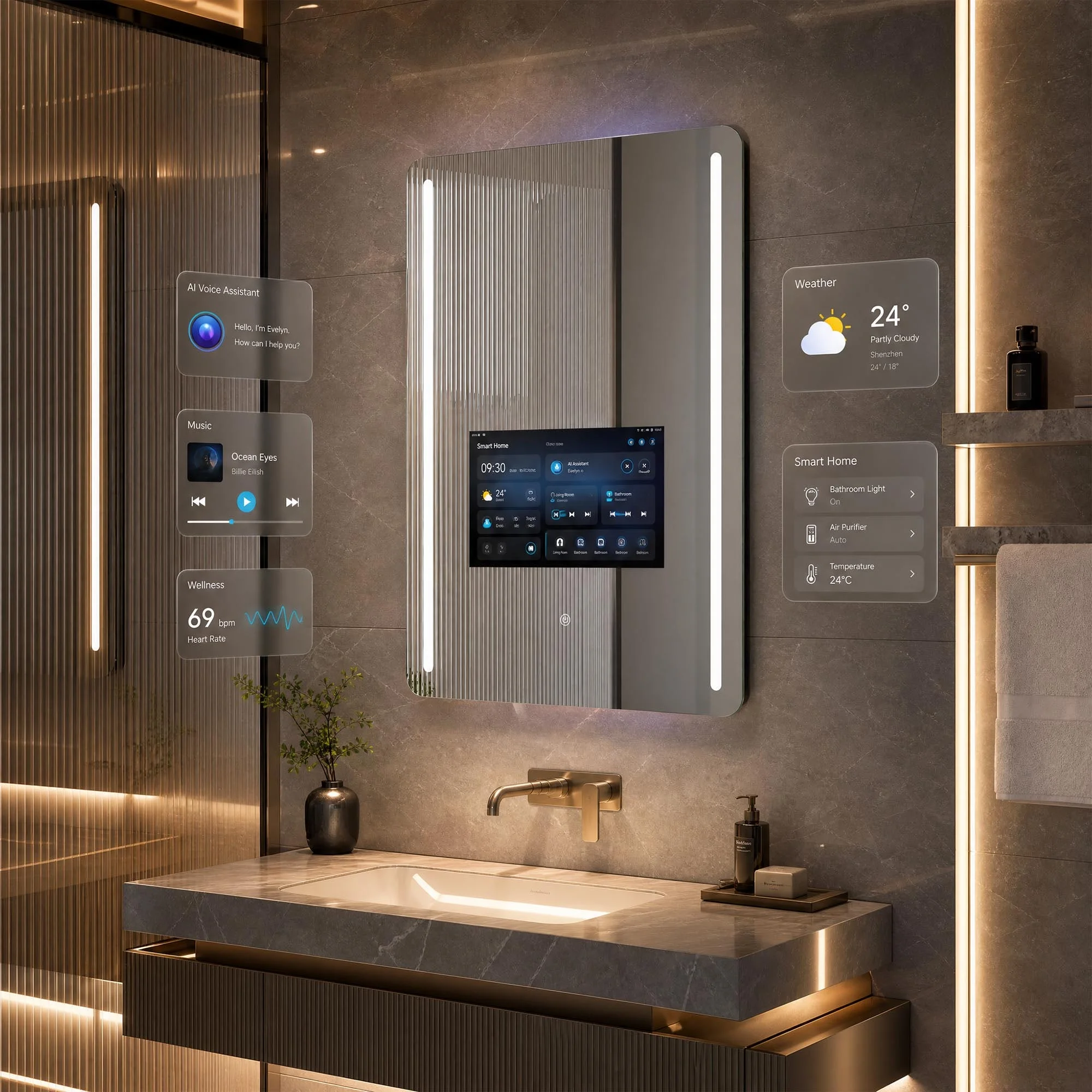 AI TV Bathroom Mirror